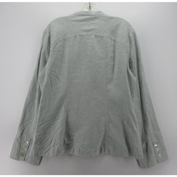 Sundance Blazer 14 Linen Striped Jacket Double Breasted Military Wrap - Picture 6 of 9